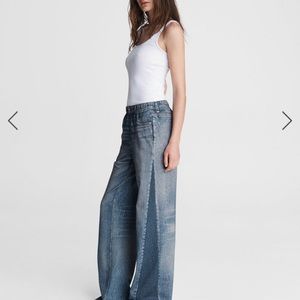 Rag & Bone Miramar Wide Leg Printed Terry Tromp L'oeil Pant medium in moonrise.